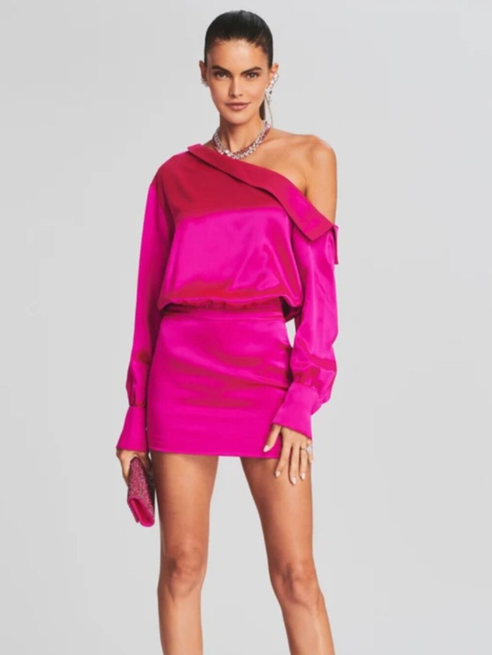 NWT | Retrofête Elio Dress | Neon Pink | Off Shoulder Mini Dress | Size M